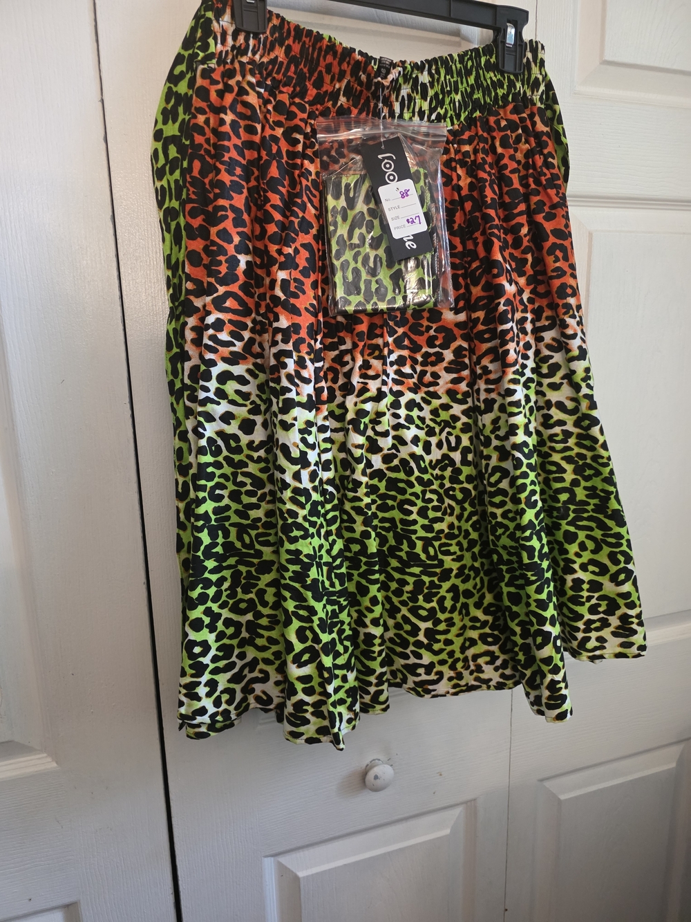 Multi Print Leopard Knee Length Skirt With Matching Headband